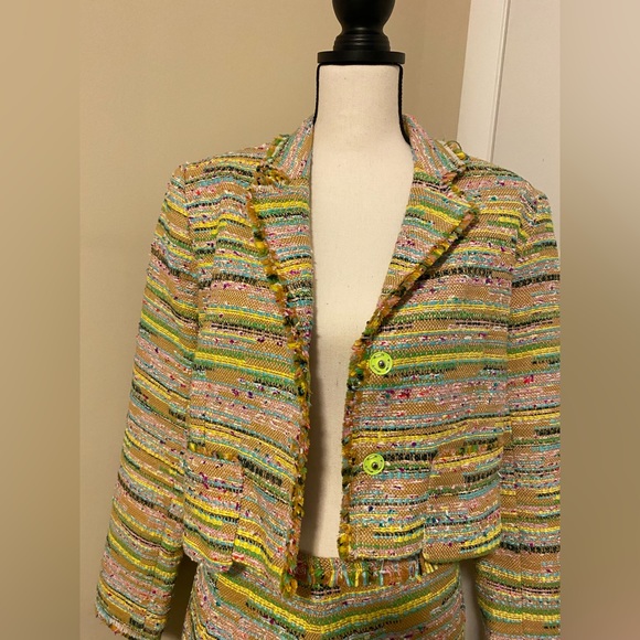 Bright Multicolor Tweed Beach Jacket Size 8 - Picture 6 of 11